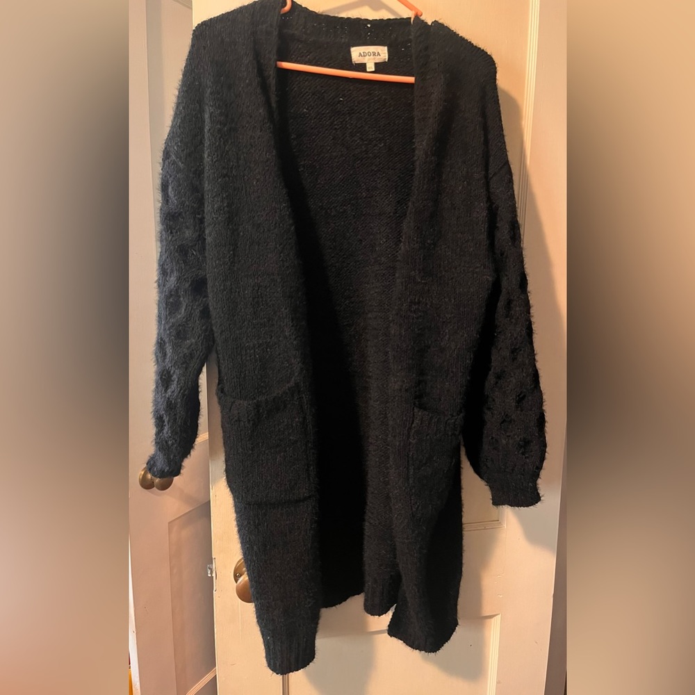 Oversized black sweater cardigan